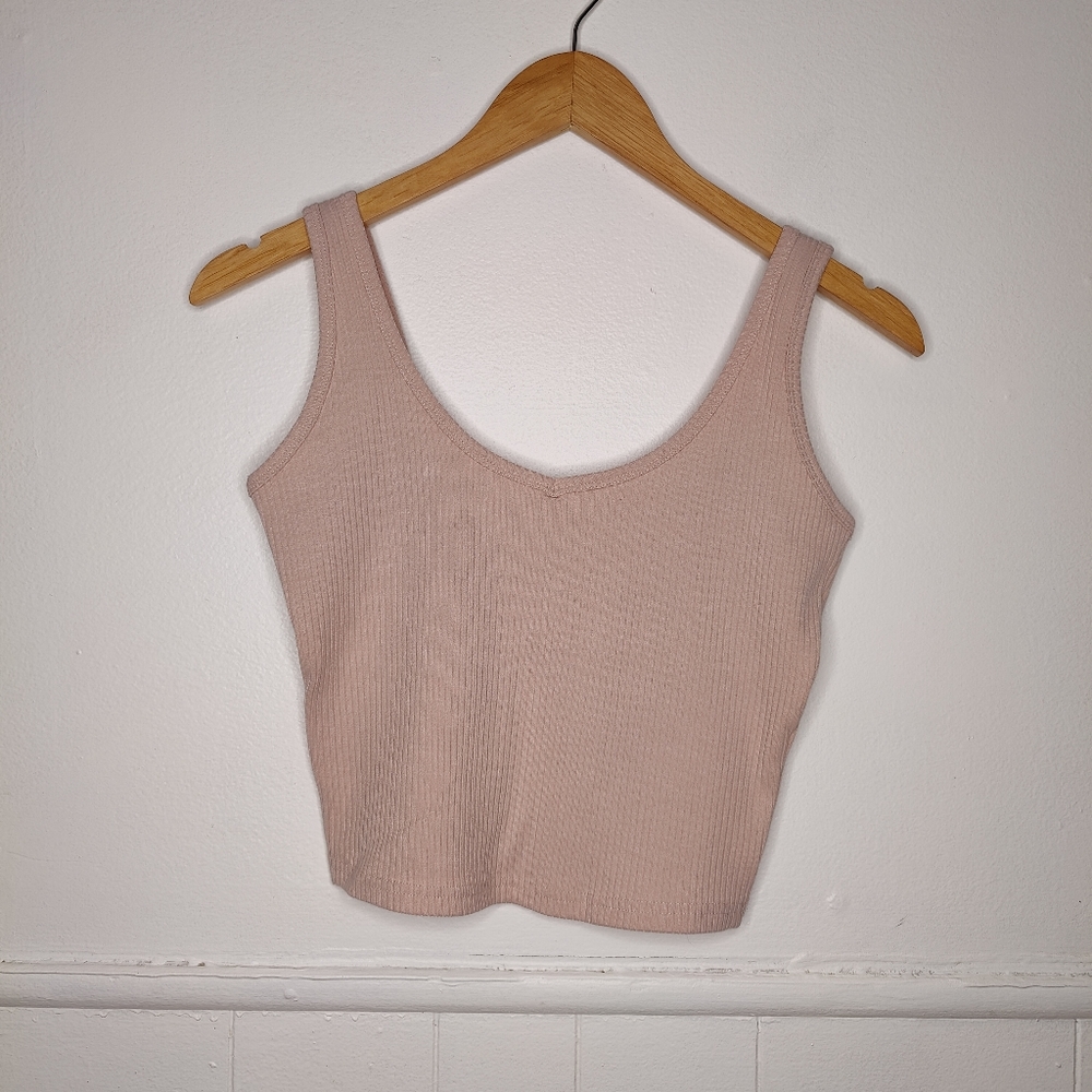 Women's Light Pink Ribbed Crop Top Size Small